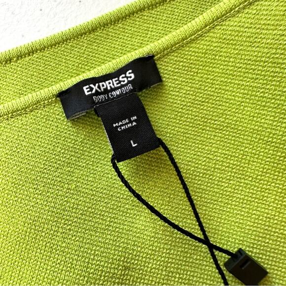 NEW EXPRESS Body Contour One Shoulder Cutout Cropped Sweater Tank  Green Size L - Picture 9 of 11